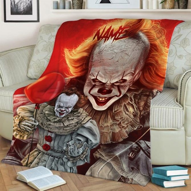 Custom Horror-Themed Cozy Blanket – Personalized Gift For Fans, Soft Fleece Throw With Scary Clown Design - Image 2