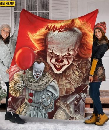 Custom Horror-Themed Cozy Blanket – Personalized Gift For Fans, Soft Fleece Throw With Scary Clown Design
