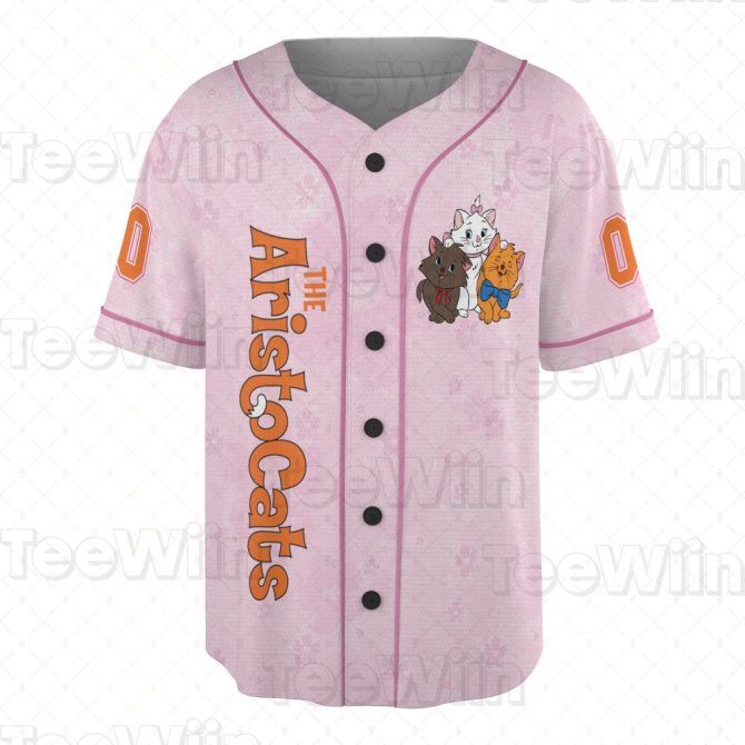 Custom Aristocats Baseball Jersey - Personalized Pink Disney Castle Shirt - Image 2