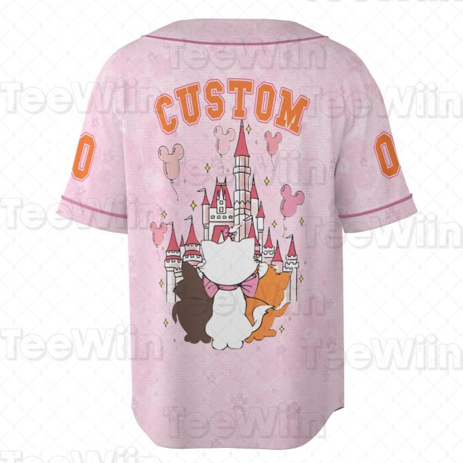 Custom Aristocats Baseball Jersey - Personalized Pink Disney Castle Shirt - Image 3