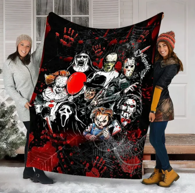 Cozy Horror Movie Villains Blanket - Perfect For Halloween & Scary Movie Nights!