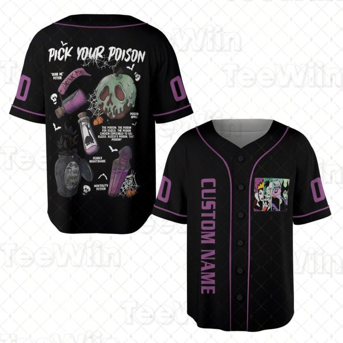 Spooky Custom Baseball Jersey - 'Pick Your Poison' Design With Personalized Name Option