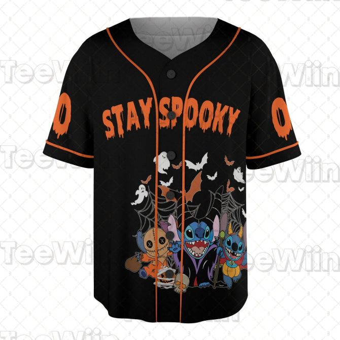 Custom Halloween 'Stay Spooky' Baseball Jersey – Personalized Name, Fun Cartoon Characters - Image 2