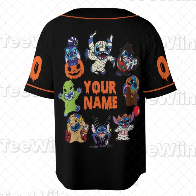 Custom Halloween 'Stay Spooky' Baseball Jersey – Personalized Name, Fun Cartoon Characters - Image 3