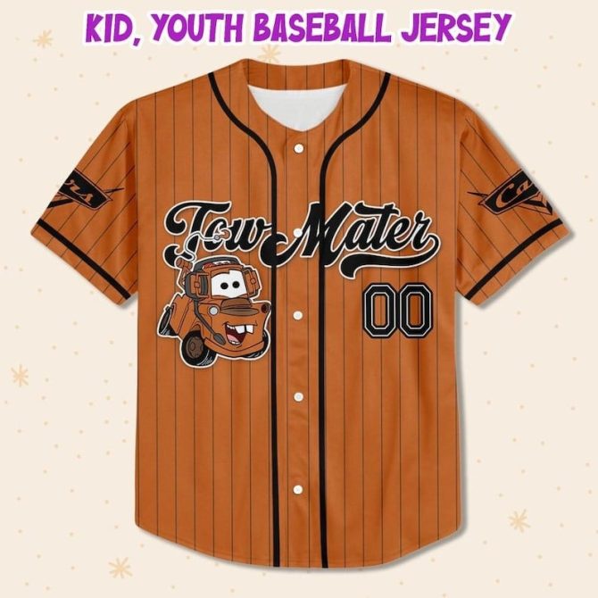 Custom Kids/Youth/Adult Tow Mater Baseball Jersey - Personalized Design! - Image 3