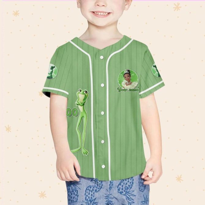 Custom Kids/Youth/Adult Baseball Jersey – Personalized Princess & Frog Design - Image 5