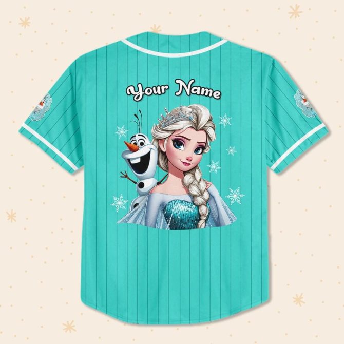 Custom Frozen Baseball Jersey - Personalized Kids/Youth/Adult Sizes - Olaf & Elsa Design - Image 3