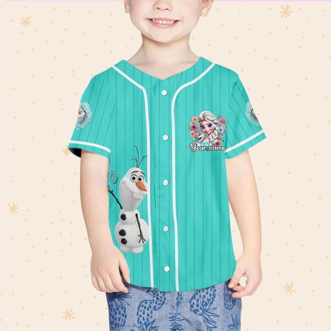 Custom Frozen Baseball Jersey - Personalized Kids/Youth/Adult Sizes - Olaf & Elsa Design - Image 4