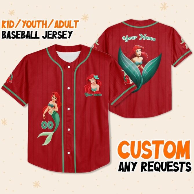 Custom Ariel Baseball Jersey For Kids/Adults - Personalized Gift, Perfect For Fans!