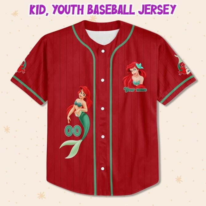 Custom Ariel Baseball Jersey For Kids/Adults - Personalized Gift, Perfect For Fans! - Image 2