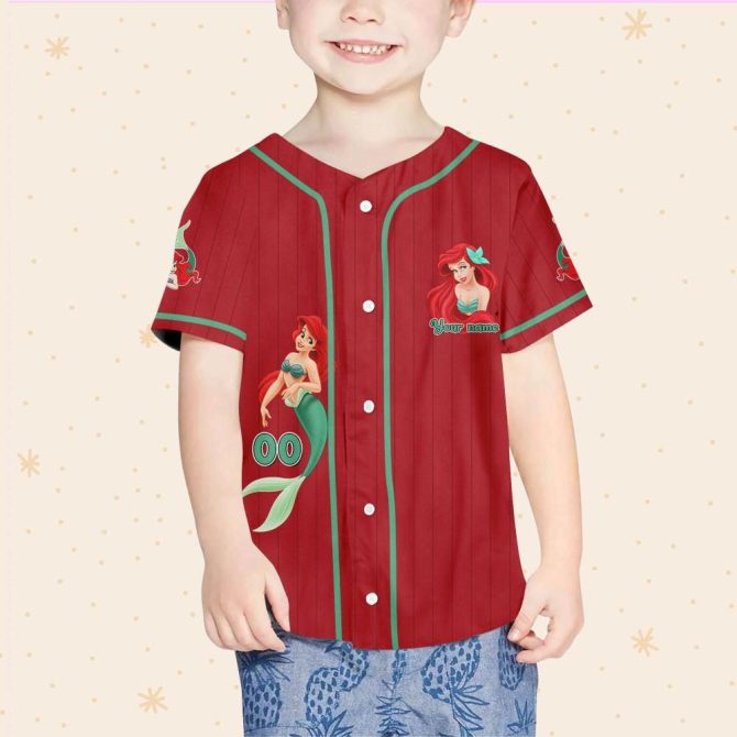 Custom Ariel Baseball Jersey For Kids/Adults - Personalized Gift, Perfect For Fans! - Image 4