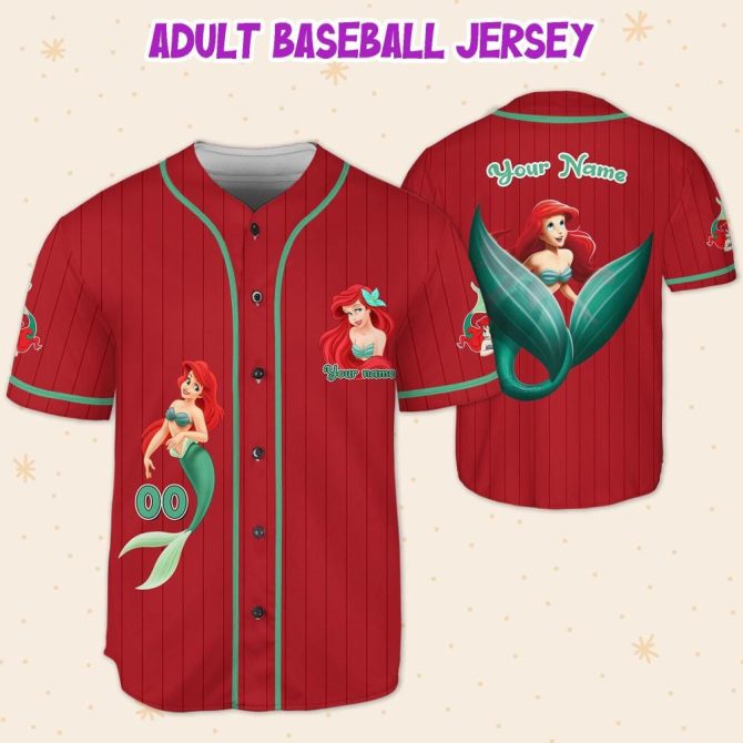 Custom Ariel Baseball Jersey For Kids/Adults - Personalized Gift, Perfect For Fans! - Image 5