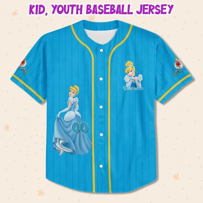 Custom Cinderella Baseball Jersey For Kids/Youth/Adults - Personalized Name & Number - Image 2