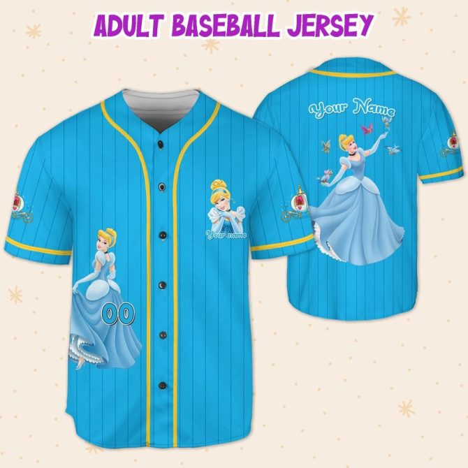 Custom Cinderella Baseball Jersey For Kids/Youth/Adults - Personalized Name & Number - Image 5