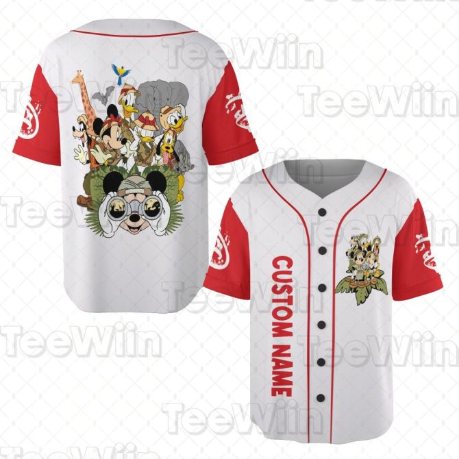 Custom Name Jungle Adventure Jersey - Personalized Cartoon Character Baseball Shirt