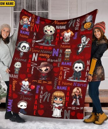 Custom Personalized Horror Character Blanket - Cozy Fleece Throw For Halloween Fans