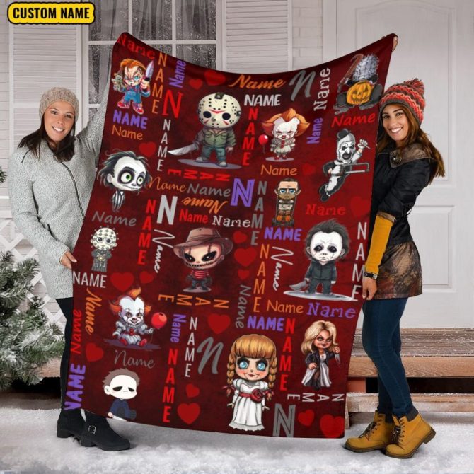 Custom Personalized Horror Character Blanket - Cozy Fleece Throw For Halloween Fans
