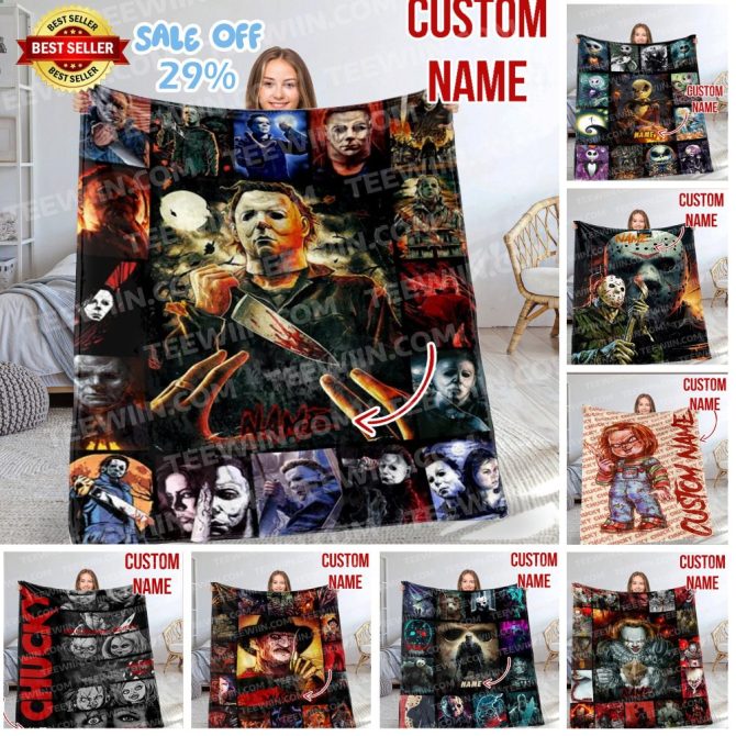 Custom Horror Movie Blanket - Personalized Name - Cozy & Unique Gift For Fans