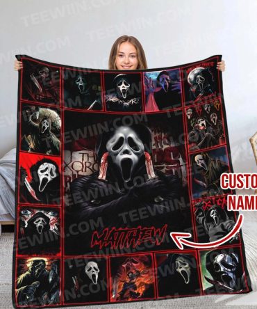 Customizable Horror Movie Blanket - Personalized Ghost Face Design, Cozy Home Decor