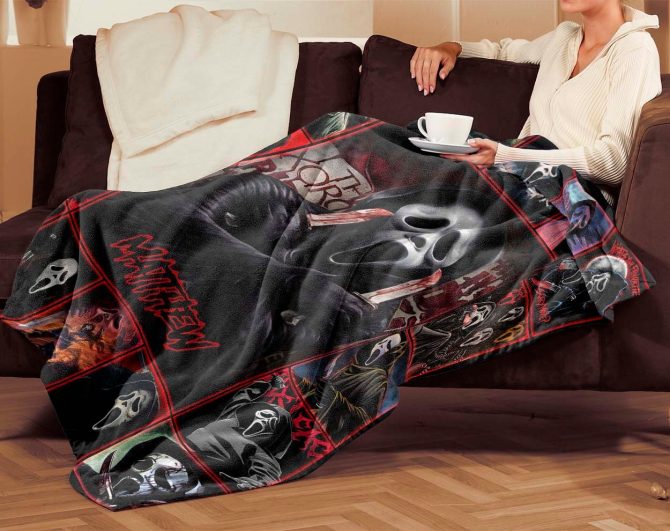 Customizable Horror Movie Blanket - Personalized Ghost Face Design, Cozy Home Decor - Image 2