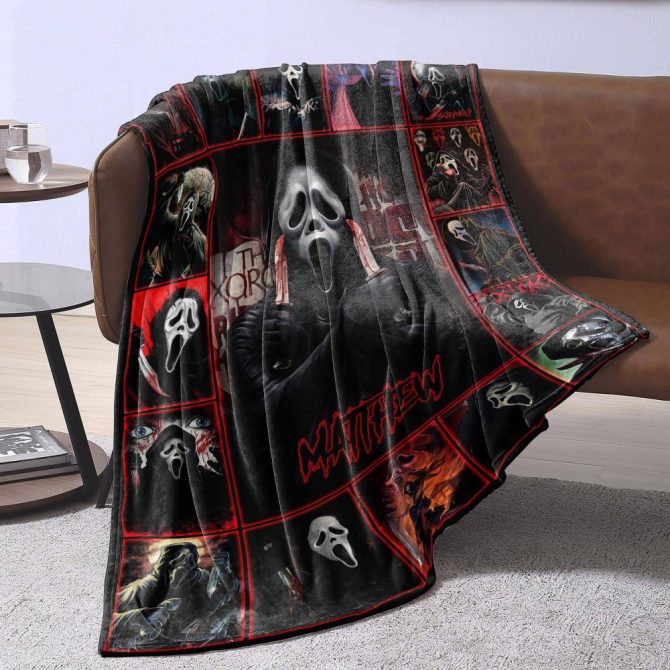 Customizable Horror Movie Blanket - Personalized Ghost Face Design, Cozy Home Decor - Image 3