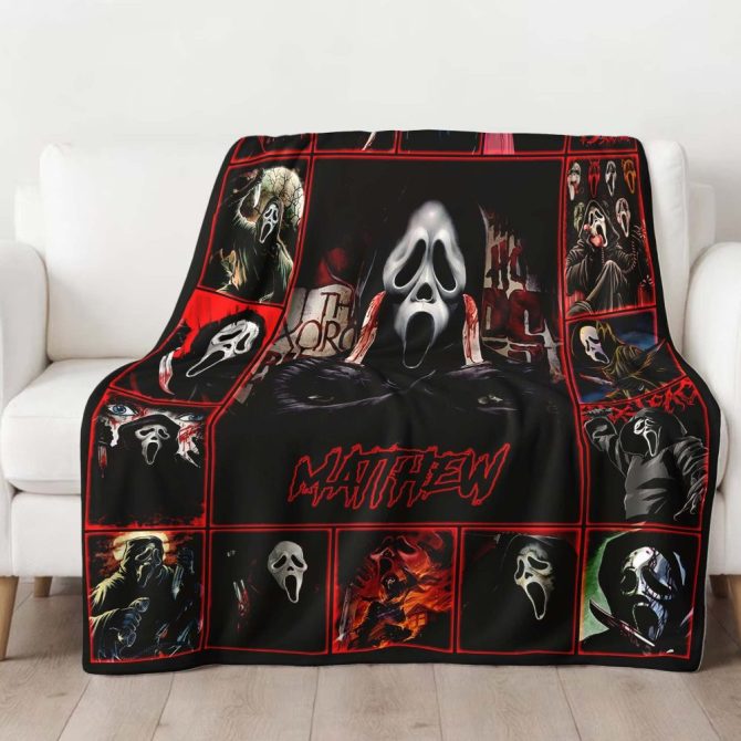 Customizable Horror Movie Blanket - Personalized Ghost Face Design, Cozy Home Decor - Image 4