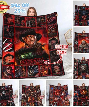 Custom Horror Movie Blanket - Personalized Name Gift - Cozy & Spooky Decor - Best Seller