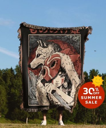 Cozy Anime-Inspired Wolf & Warrior Blanket - Perfect For Fans!