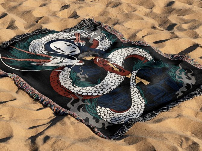 Cozy Anime-Inspired Dragon & Mask Blanket - Perfect For Fans! - Image 4