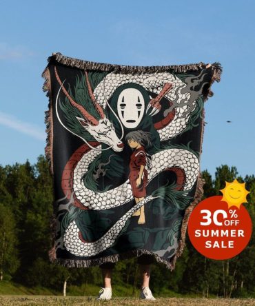 Cozy Anime-Inspired Dragon & Mask Blanket - Perfect For Fans!