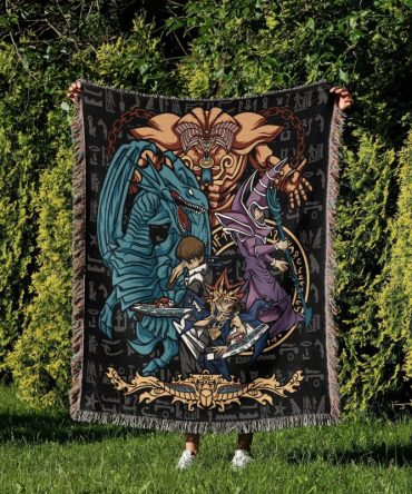 Cozy Anime Throw Blanket - Vibrant Duel Monsters Design For Fans