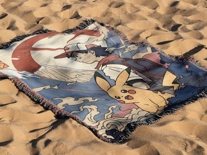Cozy Anime Adventure Blanket – Vibrant Pikachu & Trainer Design – Perfect Gift For Fans - Image 3