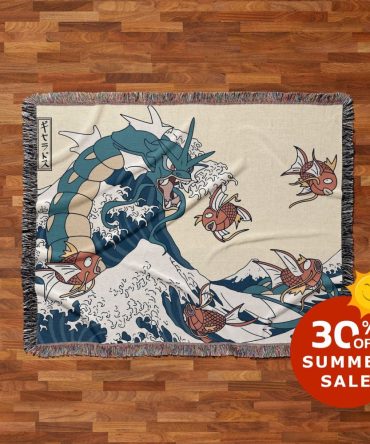 Nautical Wave Blanket With Mythical Creatures - Perfect For Summer Cozy Vibes