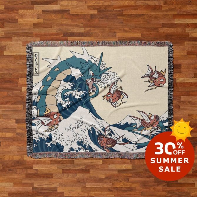 Nautical Wave Blanket With Mythical Creatures - Perfect For Summer Cozy Vibes