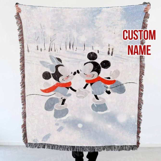 Personalized Mickey Mouse Holiday Throw Blanket – Custom Name Christmas Gift - Image 6