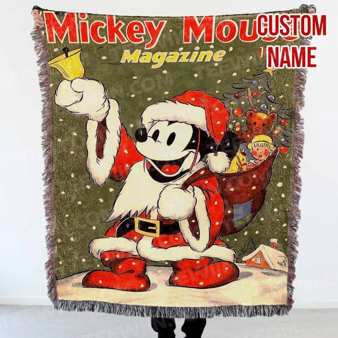 Personalized Mickey Mouse Holiday Throw Blanket – Custom Name Christmas Gift - Image 10