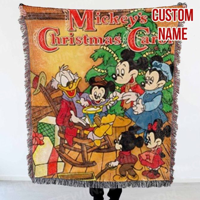 Custom Name Mickey'S Christmas Carol Blanket - Cozy Holiday Gift For Disney Fans