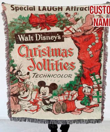 Custom Disney Christmas Throw Blanket – Vintage Style, Personalized Gift