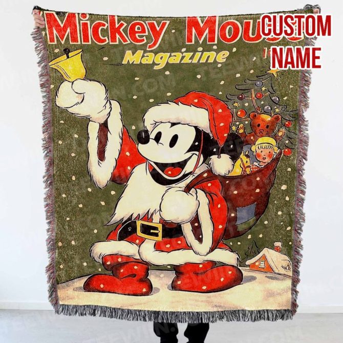 Custom Name Vintage Santa Blanket - Cozy Christmas Gift Featuring Classic Character