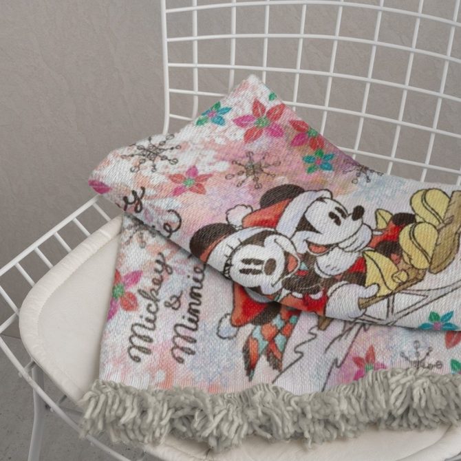 Custom Name Mickey & Minnie Winter Blanket – Cozy Holiday Gift! - Image 3
