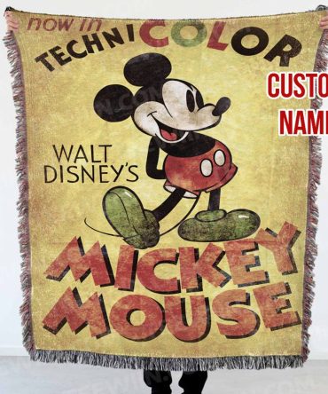 Custom Name Mickey Mouse Throw Blanket – Vintage Disney Style Gift