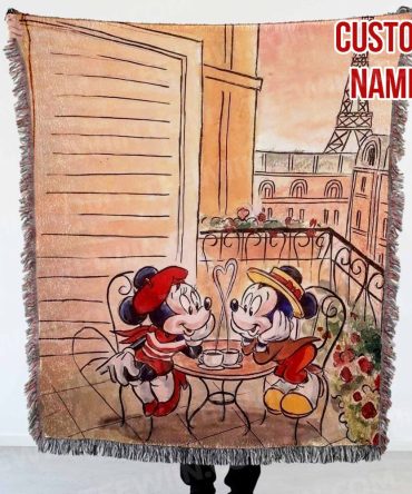 Custom Name Disney Paris Romance Blanket - Cozy Personalized Gift For Couples