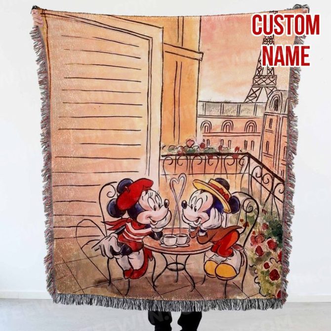 Custom Name Disney Paris Romance Blanket - Cozy Personalized Gift For Couples