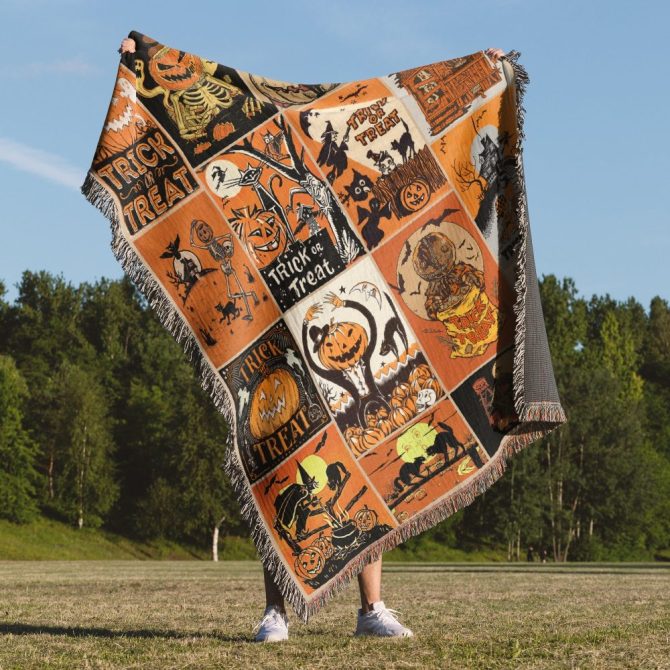 Cozy Halloween Blanket - Vintage Trick Or Treat Design, Perfect For Spooky Nights - Image 5