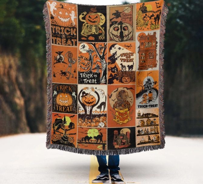 Cozy Halloween Blanket - Vintage Trick Or Treat Design, Perfect For Spooky Nights - Image 4