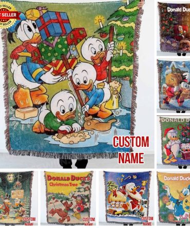 Custom Donald Duck Christmas Throw Blanket - Personalized Holiday Gift