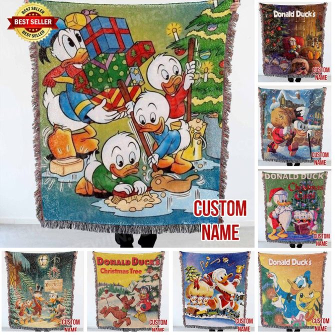 Custom Donald Duck Christmas Throw Blanket - Personalized Holiday Gift