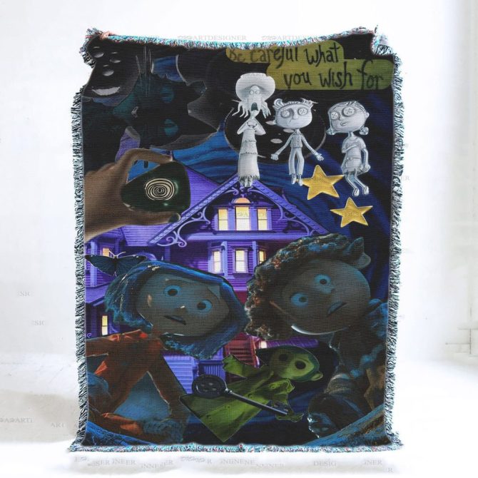 Cozy Coraline Movie Blanket - Vibrant Woven Throw For Fans & Collectors