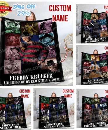 Custom Horror Movie Blanket - Freddy, Jason, Michael & More - Personalized Name Gift
