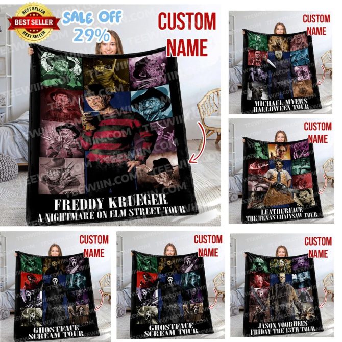 Custom Horror Movie Blanket - Freddy, Jason, Michael & More - Personalized Name Gift